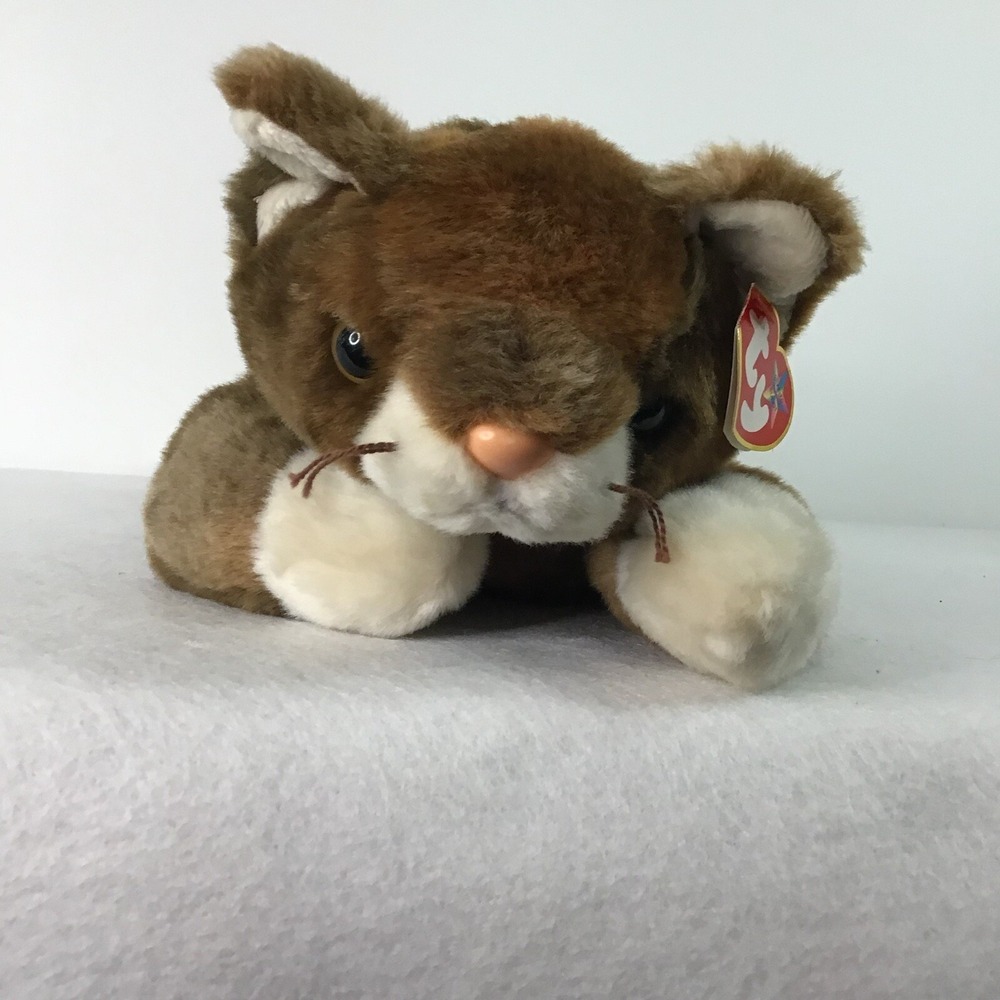 TY Beanie Babies 1997 Pounce The Cat Plush Stuffed Toy With Tag 15"